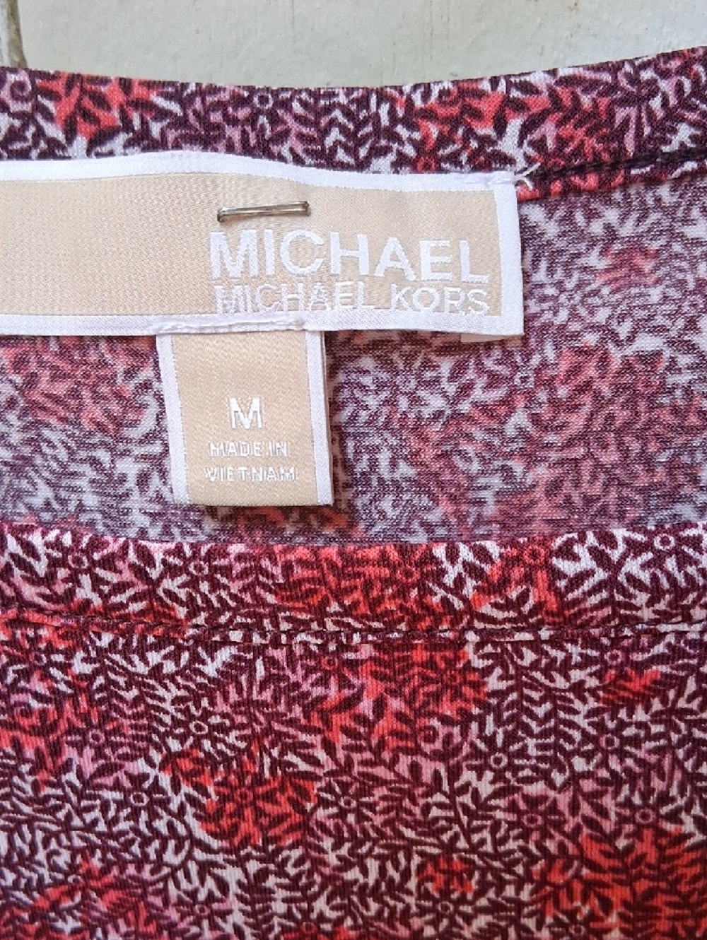 Michael Kors Red and Pink Short Sleeve Shift Dress - Picture 2 of 7